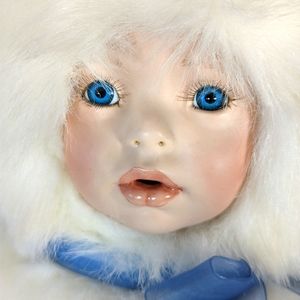 Snow Baby Plush Porcelain Hand Painted Face Vintage 80s?